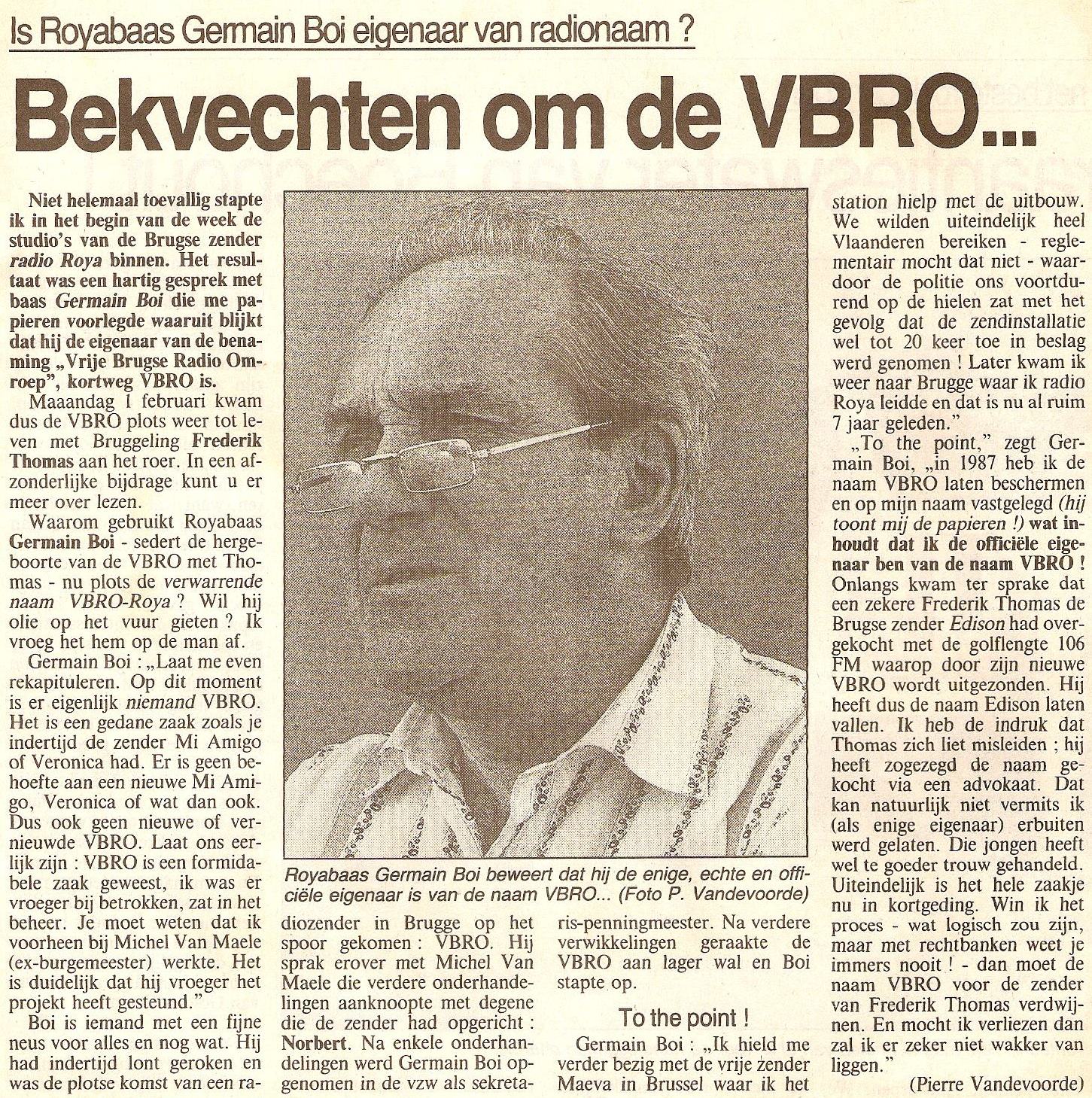 VBRO - naam beschermd