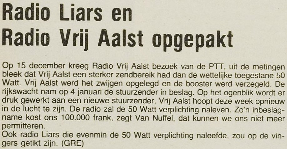 Radio Vrij Aalst opgepakt