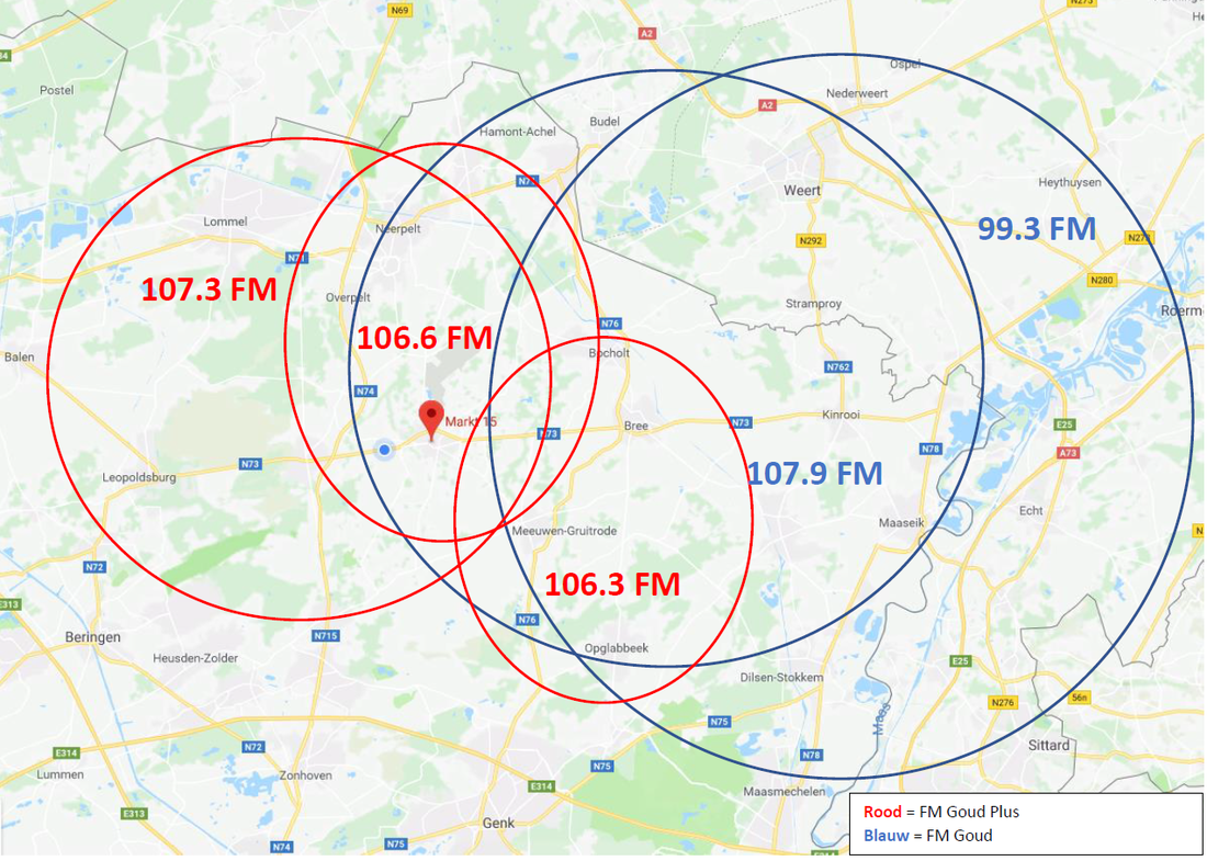 FM Goud kaartje zendbereik