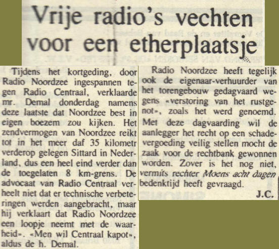 Radio Centraal krantenknipsel