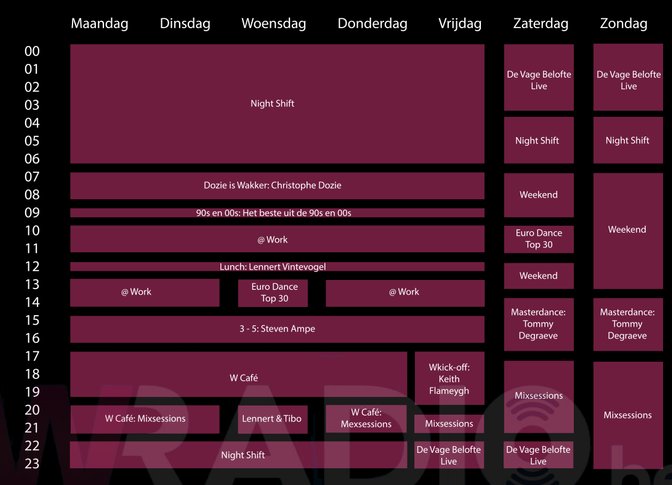 Wradio - uitzendschema